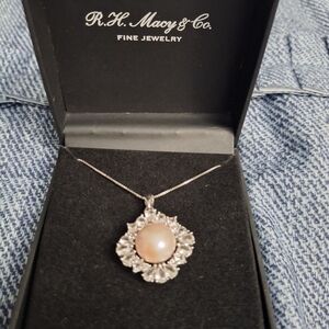 Silver and Cultured Pearl Pendant Necklace